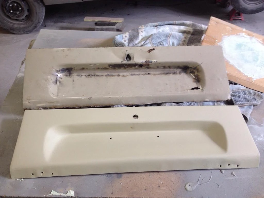 Two detached panels showing different stages of surface condition and preparation.